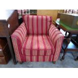 Striped upholstered armchair