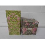 2 floral patterned craft storage boxes