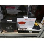 +VAT Three various items to include Kitchenaid salad spinner, Cole & Mason 18cm granite mortat (