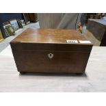 Small wooden sewing box and contents