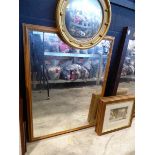 Large pine framed bevelled wall mirror