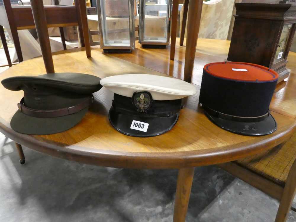 3 various military type hats