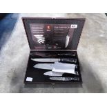 Kyoto Damascus knife set in case plus one boxed