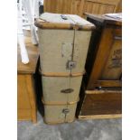 Wooden banded twin handled travel trunk