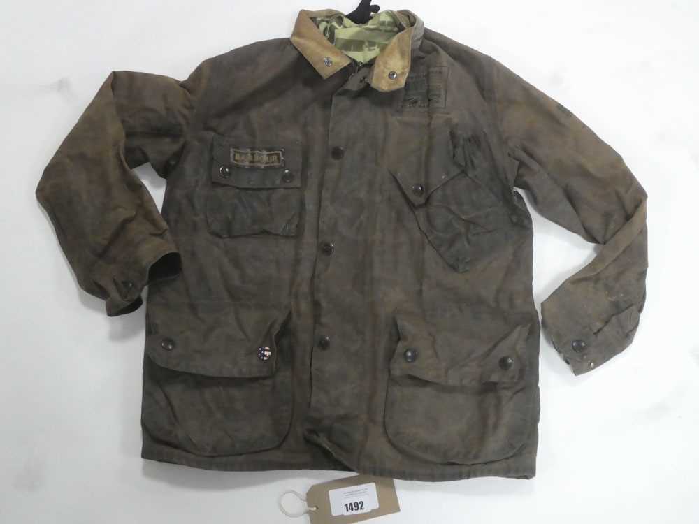 +VAT Barbour Steve McQueen collection wax jacket in brown size large (signs of wear)