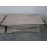 Geometric rectangular topped coffee table in a limed finish