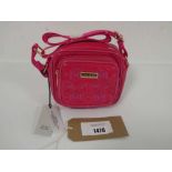+VAT River Island patent boujie boho bright pink handbag