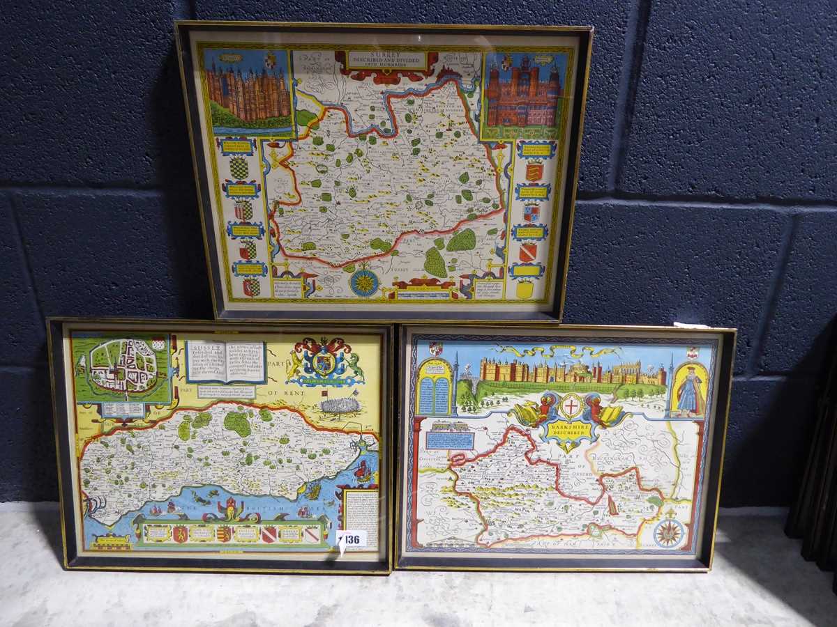 3 maps; Kent, Berkshire and Surrey