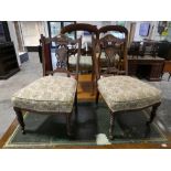 Pair of Edwardian inlaid floral upholstered nursing chairs