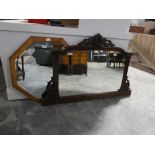 Ornate mahogany framed over mantle mirror and one further framed and bevelled octagonal mirror