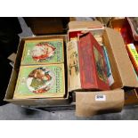 Two boxes of various books including Chatterbox annuals and others