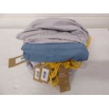 +VAT Stack of 4 super king deep fitted sheets in Frida hajian blue linen