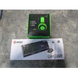 +VAT 2 items to include MSI gaming keyboard and mouse set along with razor Kraken 7.1 surround sound