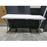 Modern chrome framed side table with white surface
