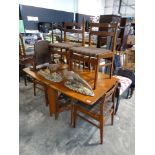 Mcintosh mid century teak dining suite incl. drop leaf dining table and 4 matching chairs
