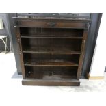 Dark oak open fronted bookcase