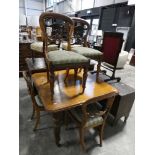 Mahogany dining table with 4 matching balloon back dining chairs