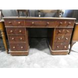 Mahogany twin pedestal office desk with leather writing surface