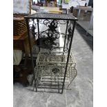 2 wrought metal items incl. plant stand and magazine rack