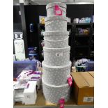 +VAT Graduated set of six grey floral hat boxes