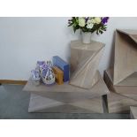 Small pentagonal topped coffee table in a lime wood effect