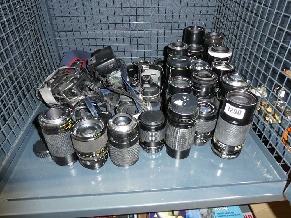 Large quantity of camera bodies and assorted lenses