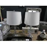 +VAT Pair of acrylic chrome table lamps with white shades