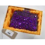 +VAT Luxury gem studded glitter clutch bag in purple