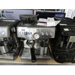 +VAT Sage Barista Express coffee machine unboxed with some accessories