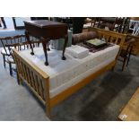 Modern light oak single bed frame with 2 1200 Ortho John Lewis mattresses