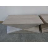 Geometric rectangular topped coffee table in a limed finish