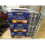 +VAT Three boxes containing Kirkland Crystal Clear cutlery sets