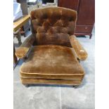 Georgian brown upholstered open armchair