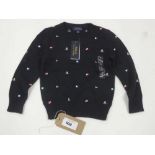 Ralph Lauren embroidered print jumper in navy age 6