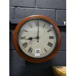 Mahogany cased station style wall clock