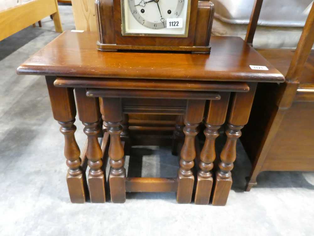 Dark oak nest of 3 coffee tables