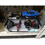 +VAT Maisto Ford SVT Cobra model, three Maisto Honda motorcycles and a part pack of dinosaur toys