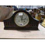 Dark oak Napoleon type mantle clock