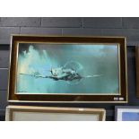 Large framed print of a spitfire by Barrie Clark