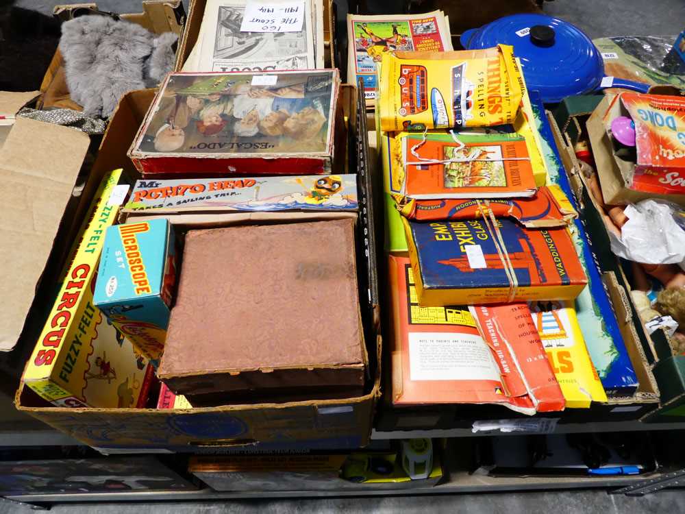 Approx. five crates of various vintage child's toys including a Tri-ang top, plastic dolls, puzzles, - Image 3 of 4