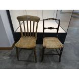 2 various wooden chairs