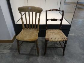 2 various wooden chairs