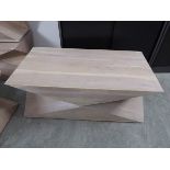 Modern geometric shaped coffee table in a limed wood effect