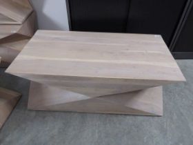 Modern geometric shaped coffee table in a limed wood effect