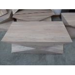 Modern geometric shaped coffee table in a limed wood effect