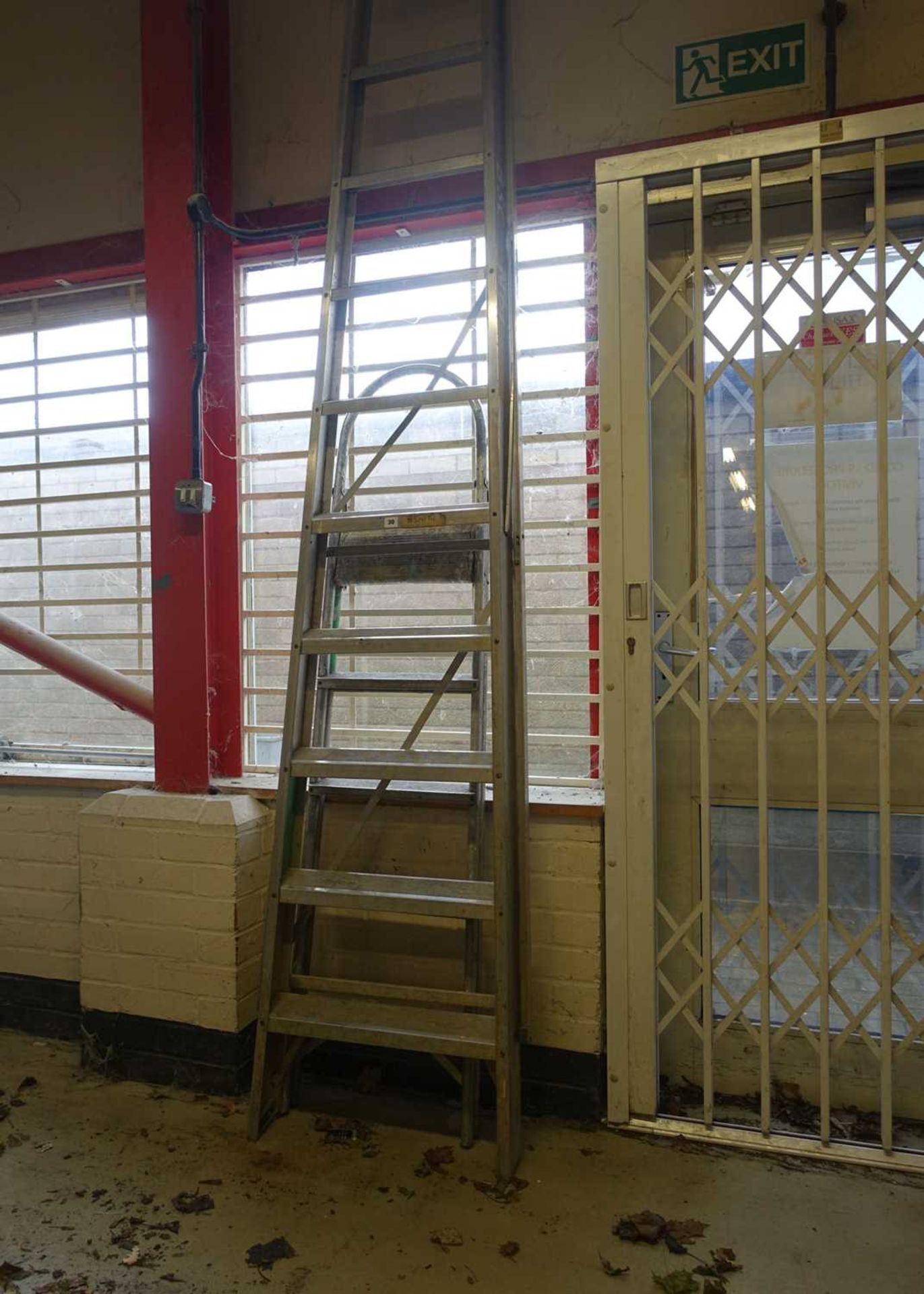 +VAT 12 tread aluminium step ladder with one smaller - Image 2 of 2