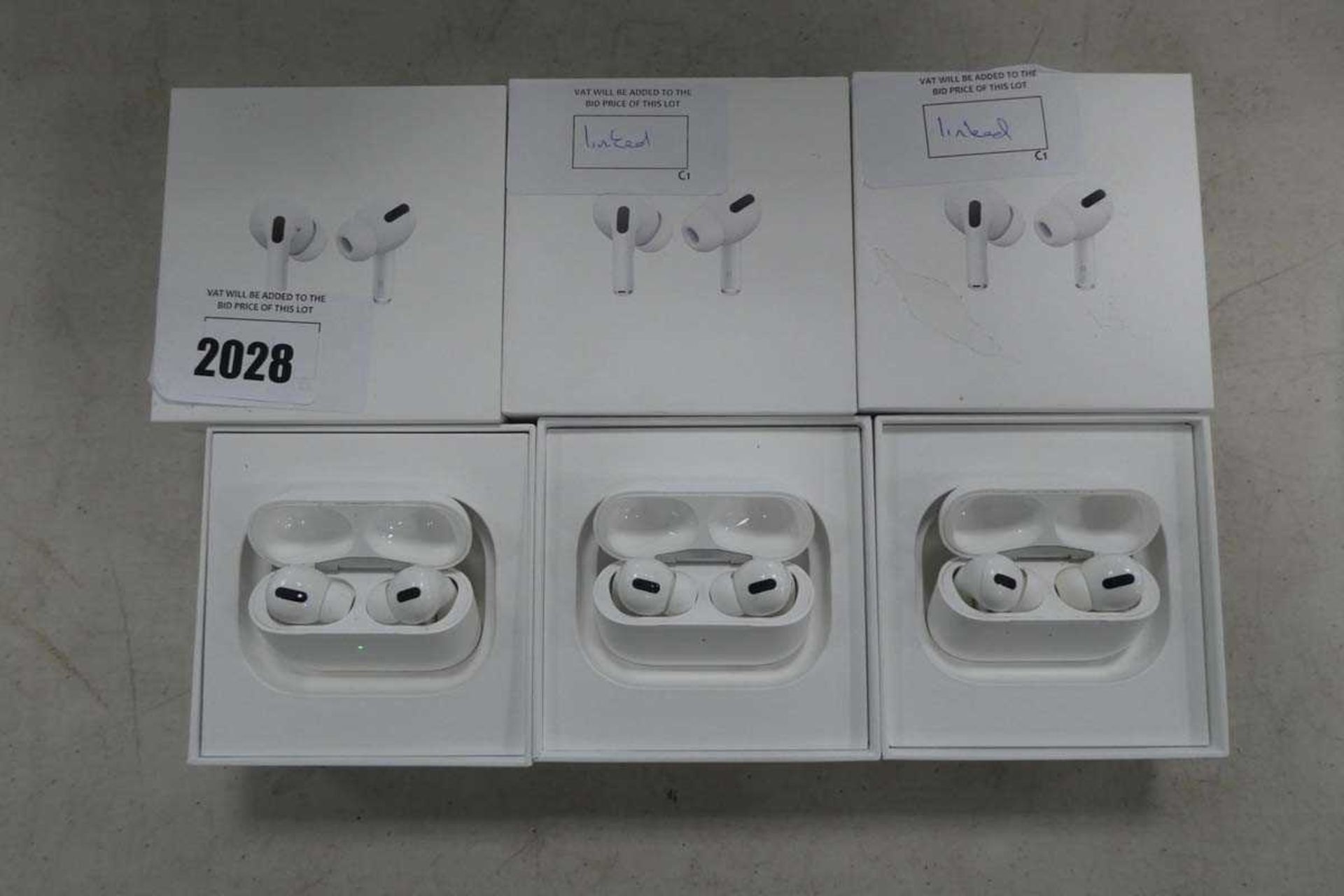 +VAT 3x Apple AirPods Pro in box with charging case (linked to account)