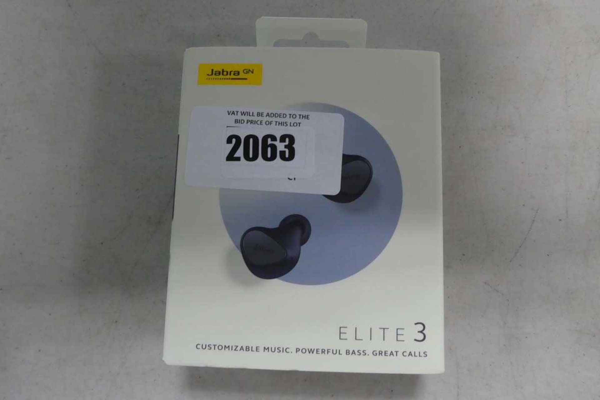 +VAT Jabra Elite 3 wireless earbuds with charging case and box