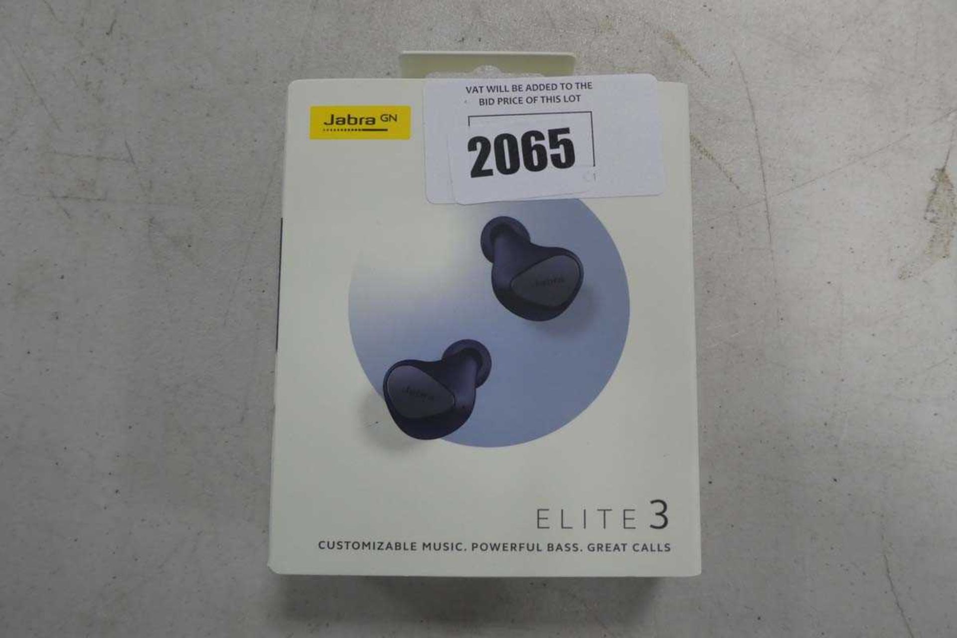 +VAT Jabra Elite 3 wireless earbuds with charging case and box