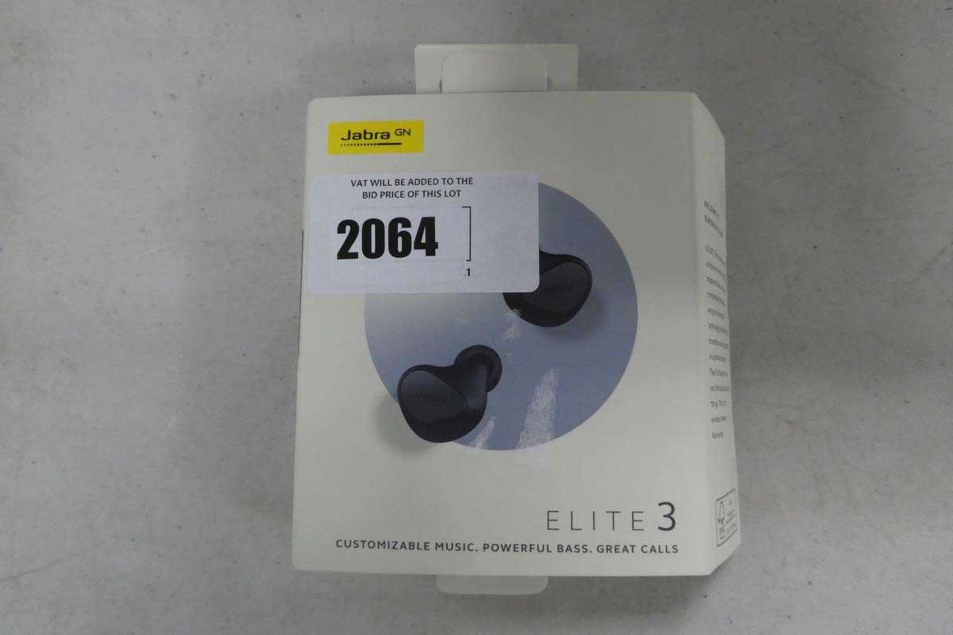 +VAT Jabra Elite 3 wireless earbuds with charging case and box